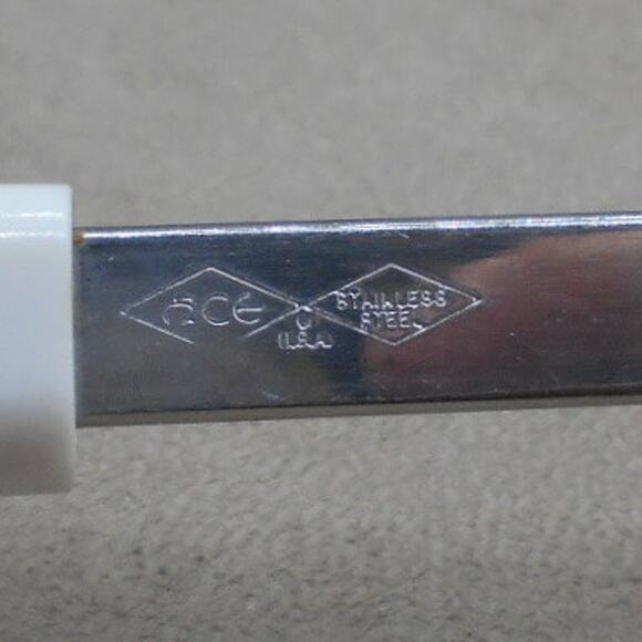 Vintage Ace Stainless Steel Slotted Spatula Flipper Turner Blue Hex Design USA - Picture 6 of 6